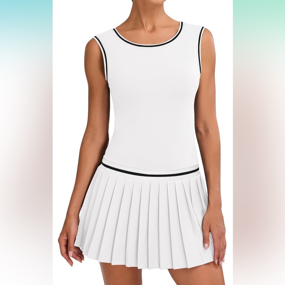 White and Black Sleeveless Fit and Flare Mini Dress
